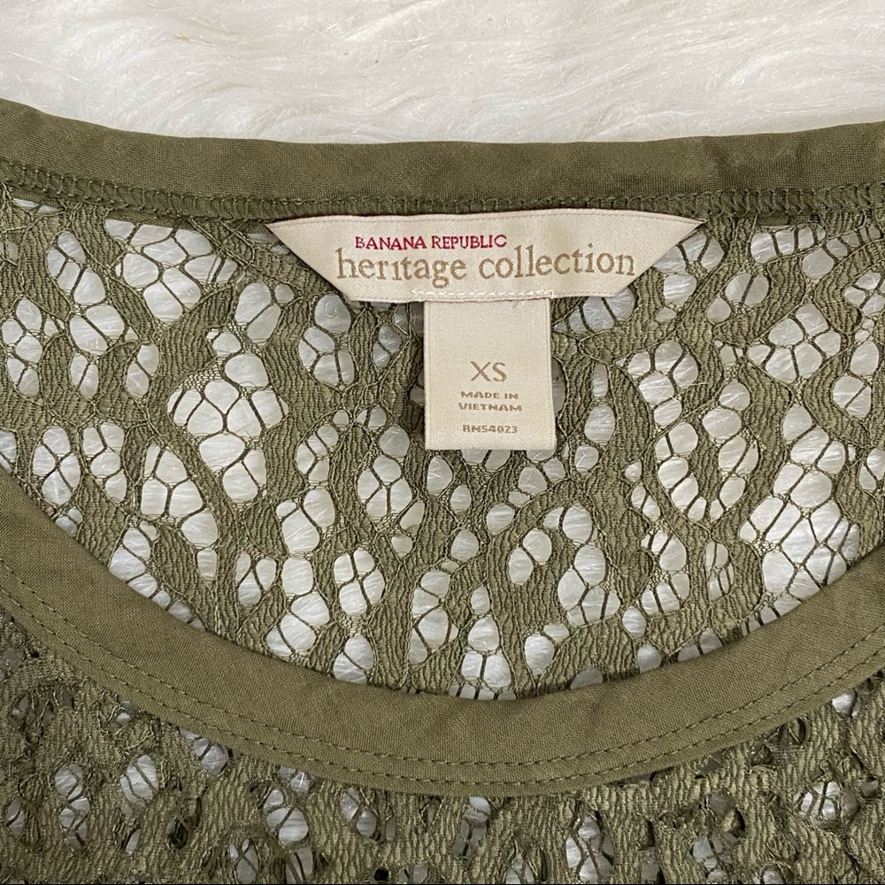 BANANA REPUBLIC Olive Green Lace Blouse - Picture 4 of 4